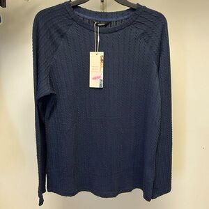 Navy light weight ribbed sweater -L